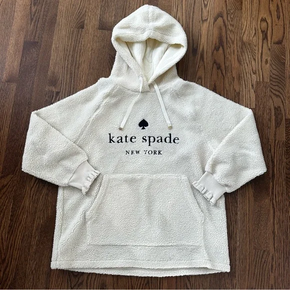 kate spade new york Logo Sherpa Hoodie, size L - Picture 2 of 8